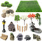 Cayway 26 PCS Outdoor Fairy Garden Miniatures Mini Zen Garden Accessories, Artificial Garden Grass, Model Trees, Terrarium Ornaments, Dollhouse Su...