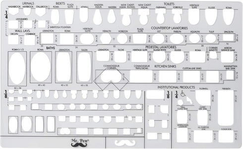 Mr. Pen- Plumbing Template, Architectural Templates, Bathroom Template, Toilet Template, Drafting Tools, Drawing Template, Template Architecture, ...