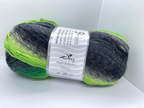 Ice Yarns Lana Bella Self-Striping Acrylic Wool Blend Yarn - 3.53 Ounces (100grams) 273 Yards - Greens, Greys, Black...
