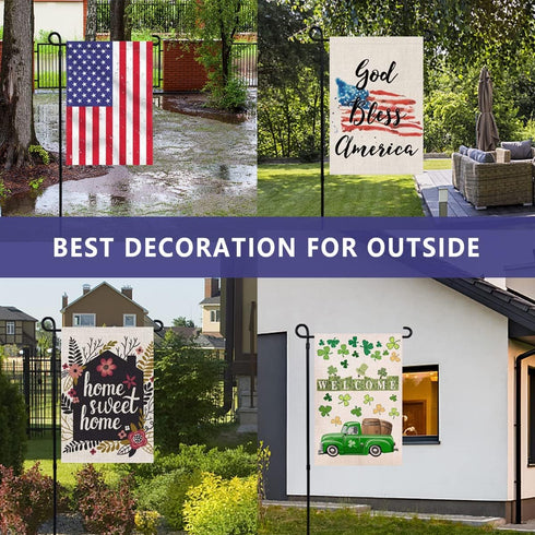 Garden Flag Stand, Thickened Pole Sturdy Straight Premium Metal Yard Flag Holder Weather-Proof Flagpole Seasonal Garden Flag, Christmas Garden Fla...