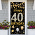 40th Birthday Decorations Door Banner, Black Gold Happy 40th Birthday Decorations Women Men, Door Cover Sign Poster Decor, 40 Year Old Birthday Pa...