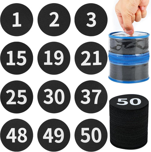 50 Pcs Black Carpet Floor Circle Sit Markers with Numbers 1-50 Carpet Dots for Spot Markers, 4 Inch Floor Dots Teacher Supplies Classroom Organiza...