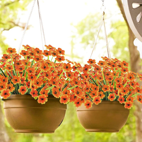 MACTING 6 Bundles Artificial Fall Flowers, UV Resistant Fake Mums, Faux Thanksgiving Flowers for Vase Window Planters Patio Porch Home Indoor Outd...