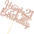Happy 21st Birthday Cake Topper, 21st Birthday/Anniversary Party Supplies, Cheers to Twenty-one Years Party Decoration - Rose Gold Glitter...