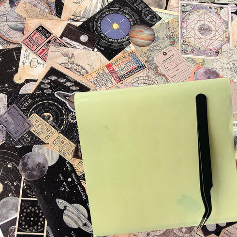 TIYPKE 200pcs Aesthetic Stickers - Vintage Scrapbook Stickers for Journaling, Bullet Journals, Scrapbooking, Space & Moon Themes...
