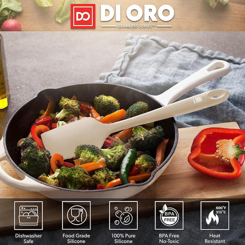 DI ORO Silicone Spatula - 600°F Heat-Resistant Rubber Kitchen Spatula for Baking, Scraping, & Mixing - BPA Free Nonstick Cookware Safe Flexible Ut...
