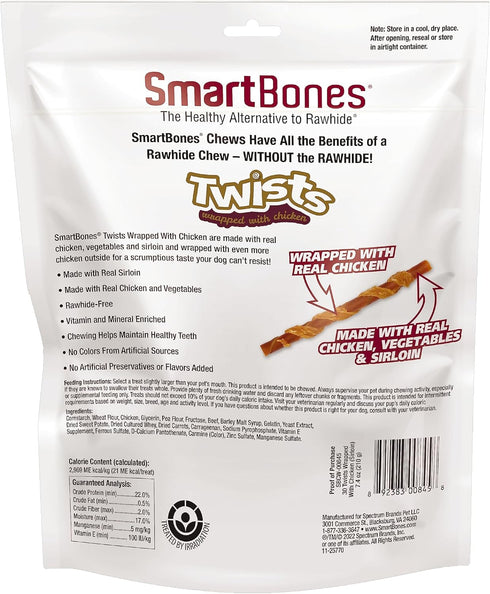 SmartBones Twists Wrapped with Chicken Made with Real Sirloin, 30 Count, Treat Your Dog to a Rawhide-Free Chew, 1 Count (Pack of 1)...