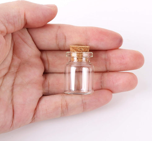 MaxMau 100 Count Small Glass Bottles with Corks,5ml Tiny Vials Clear Mini Jars Wooden Stopper for Art Crafts Storage Party Decoration Wedding Favo...