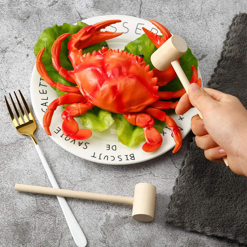 18 Pieces Mini Wooden Crab Lobster Mallets Seafood Shellfish Crab Hammer Solid Hardwood Hammer for Breakable Chocolate Heart, Cracking Seafood Too...