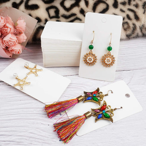 Earring Card Holder Earring Display Cards Hanging Earring, Kraft Paper Tags, 256 Pack, 3.5 x 2 Inches (White)...