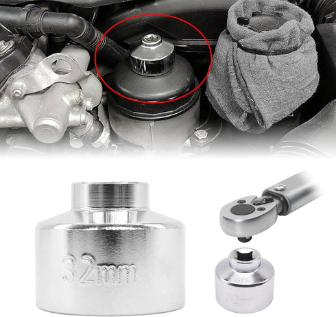 32mm Oil Filter Socket Compatible with Ecotec,Compatible with TDI,Compatible with VW,Compatible with GM,Compatible with Audi,Compatible with BMW,C...