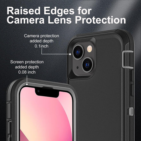 for iphone 13 Mini Case, Military Grade 3 in 1 Heavy Duty Shockproof/Drop Proof/Dust Proof Case with 2Pcs Tempered Glass Screen Protector (Black/G...