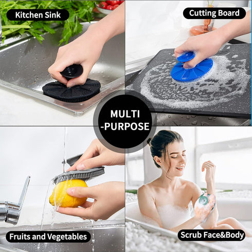 Silicone Sponge, BEAUTAIL Non-Scratch Scrub Sponges for Washing Dishes, Kitchen Fruit Vegetable Cleaning Brush, Long Lasting and Reusable Dishwash...