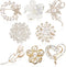 8 Pcs Rhinestone Flower Brooches for Women's Brooches Pins Pearl Snowflake Heart Brooch for Women Bridal Wedding Women's Brooches & Pins...