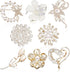 8 Pcs Rhinestone Flower Brooches for Women's Brooches Pins Pearl Snowflake Heart Brooch for Women Bridal Wedding Women's Brooches & Pins...