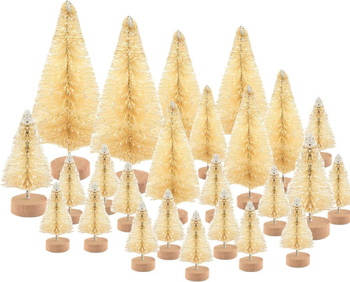 KUUQA 48 Pcs Mini Christmas Trees - Bottle Brush Tabletop Model for Decoration, DIY Room Decor, Diorama Models (White), Small Size...