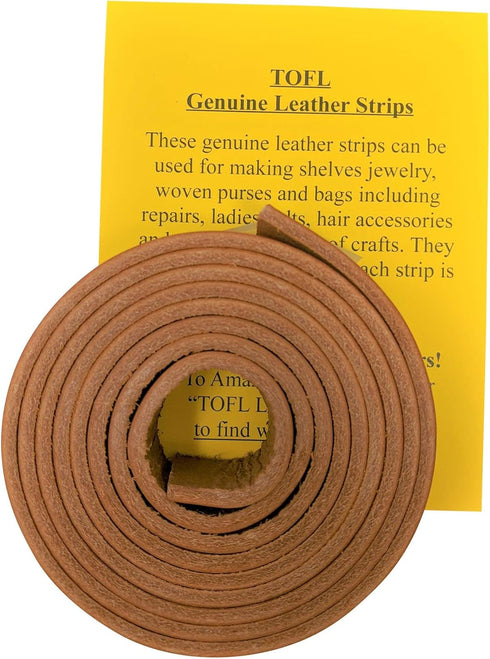 TOFL Genuine Top-Grain Leather Strap 72 Inches Long 7/8 Inch Wide 1/8 Inch Thick (7-8 oz) for DIY Arts & Craft Projects, Clothing, Jewelry, Wrappi...
