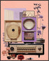Posterizer 1 pcs-instruments and radio-pink and purple collage-Vintage Art-Abstract & Modern Art-Gift for Art Lovers- UNFRAMED Wall Art...