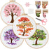 Sivilife Embroidery Starter Kit for Beginners, 4 Sets Stamped Cross Stitch Kits for Adult, Seasonal Tree Pattern Hand DIY Kits with 2 Embroidery H...
