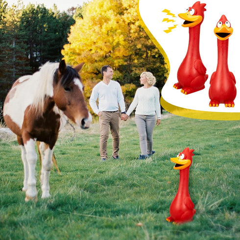 Hungdao 1 Pcs Horse Toys Latex Squeaky Squeeze Chicken Squeak Horse Turkey Balls for Play Fake Screaming Chicken Toys for Horses Soccer Ball for R...