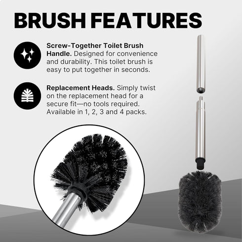 ToiletTree Products Toilet Brush with Lid - Sleek Toilet Bowl Brush and Holder - Toilet Scrubber Brush Set with Heavy-Weight Base - Lidded Toilet ...