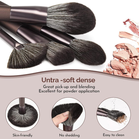 DUAIU Makeup Brushes Set - 12Pcs Makeup Brushes Premium Synthetic Bristles Foundation Powder Flawless Face Brush Contour Concealers Eyeshadow Blus...