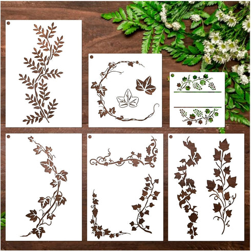 Large Leaf Vine Stencils for Painting on Walls Wood Canvas Fabric Leaves Paint Stencil for Crafts Kids Adult Art Projects Drawing Reusable Pattern...