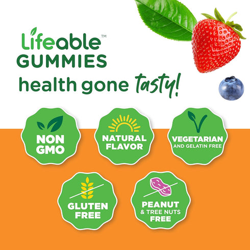Lifeable Vitamin D3 + K2 - Great Tasting Natural Flavor Gummy Supplement Vitamins - Gluten Free Vegetarian and Non-GMO Chewable - for Strong and H...