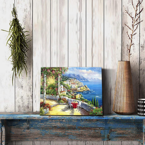 SD SOFT DANCE European Town Canvas Wall Art - Italian Landscape Artwork Painting Reproduction Print for Living Room Bedroom (12'' x 16'' x 1 Panel...