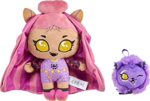 Monster High Plush Doll Set, Ghoul N Go Clawdeen Wolf 6.5-inch Plushie with Pet Dog Crescent and Kid-Sized Backpack...