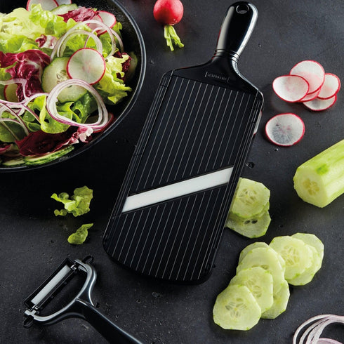 Kyocera Advanced Ceramic Double-edged Mandolin Slicer With Guard, Black, 4.6"x12.7"x0.4"...