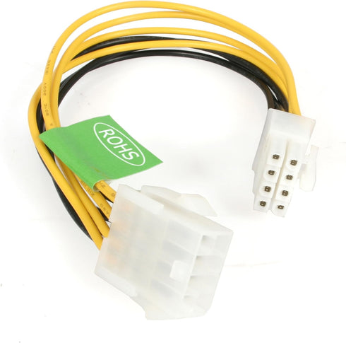 StarTech.com EPS 8 Pin Power Extension Cable - Power extension cable - 8 pin EPS12V (F) to 8 pin EPS12V (M) - 7.9 in - EPS8EXT,Yellow...