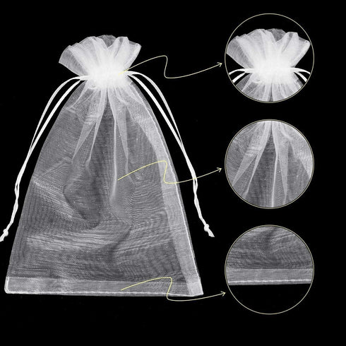 50 PCS 8x12 White Organza Bags - Wedding & Party Gift Bags With Drawstring...