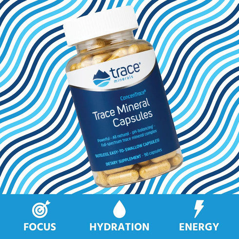 "Trace Minerals | ConcenTrace Capsules |Daily Magnesium and Potassium Supplement | Certified Vegan, Non-GMO, Gluten-free | Tasteless | 90 Capsules...