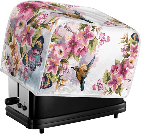 Hummingbird Flower Toaster Cover 2 Slice Fits for Most Standard Carrying Toaster, Anti-Dust Small Appliance Cover, Washable Kitchen Broiler Cover...