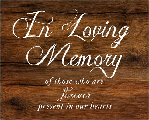 In Loving Memory Sign for Wedding Reception, Rustic Wood Look On Linen Textured Thick Cardstock, Wedding Reception Decoration...