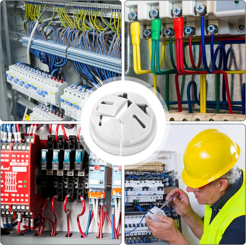 100pcs Push-in Cable Connectors, 3/8 Inch Trade Size Non-Metallic Push In Connector Plastic Electrical Box Wire Inserts Button Push-in NM Cable Cl...