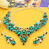 Jewelry Set for Women, 1 Set Green Pearl Crystal Necklace and Dangle Earrings Elegant Bridal Floral Cluster Teardrop Statement Necklace Earrings f...