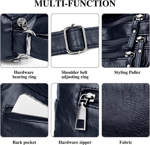 Women Crossbody Bag PU Leather Shoulder Purse Ladies Crossover Bags Lightweight Multi-Pocket Satchel Messenger Bag...