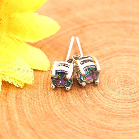 Uloveido 10mm Simulated Mystic Topaz Rainbow Heart Cubic Zirconia Solitaire Pendant Necklace Platinum Plated Y891...
