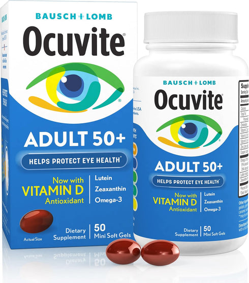 Ocuvite Eye Vitamin & Mineral Supplement, Contains Zinc, Vitamins C, E, Omega 3, Lutein, & Zeaxanthin, Bausch & Lomb Ocuvite Adult 50+ Eye Vitamin...