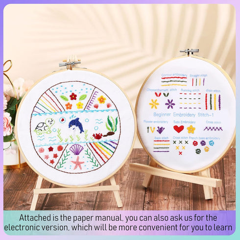 Sherr 9 Sets Embroidery Stitch Beginners Practice Kits Cross Stitch Kits to Learn Different Stitches Crochet Punch Needlepoint Kits for Kids Adult...