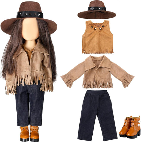 Bencailor 18 Inch Doll Clothes and Accessories Doll Outfits Set Western Cowgirls Jacket Trousers Hats Shoes for 18 Inch Doll Girls Gifts...