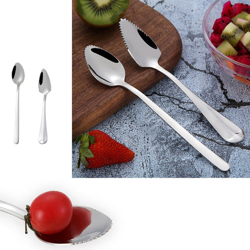 Stainless Steel Grapefruit Spoons Serrated Edge Grapefruit Spoon 2pcs Grapefruit and Dessert Spoon Kitchen Tools for Citrus Fruits Kiwi Lemon Appl...