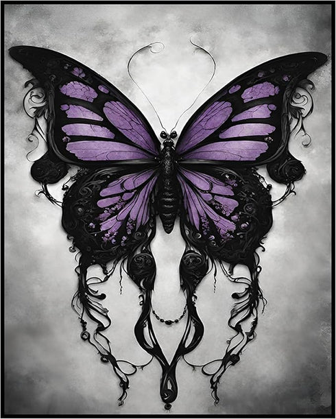 Posterizer 1 pcs- black and white print-gothic black butterfly-Gothic Art-Art for Animal Lovers- Living Room Bedroom Decor- unframed wall art...