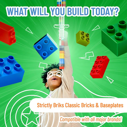 Strictly Briks AlphaBriks, 200 Pieces, 2x2 Alphabet Letter Bricks with Drawstring Bag, Easy to Remove, Fun and Educational Tool, 100% Compatible w...