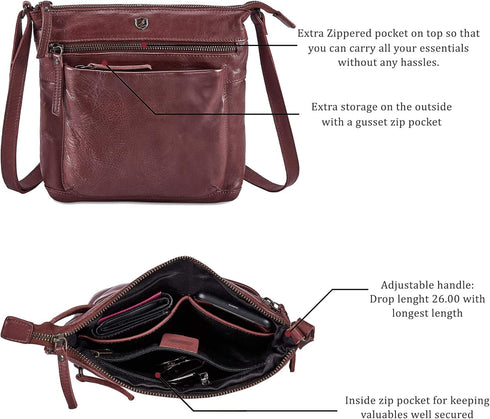 Real Leather Purse for Women Crossbody Bag Travel Shoulder Handbag Small Vintage Pocketbook...