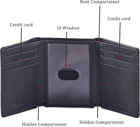 Wallet for Men Trifold Real Leather RFID Blocking Credit Card Case with ID Window in Gift Box...