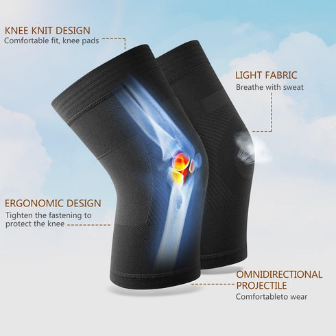 Knee Sleeves, 1 Pair, Could Be Worn Under Pants, Lightweight Knee Compression Sleeves for Men Women, Knee Brace Support for Joint Pain Relief, Art...