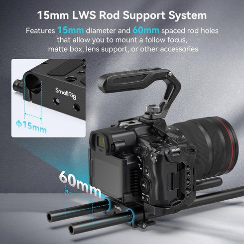 SmallRig Camera Base Plate with 15mm LWS Rod Rail Clamp, Baseplate for Sony A6500 A6600 A6300, for Canon R5 R6, for Sony A7SIII / A7III, Both for ...